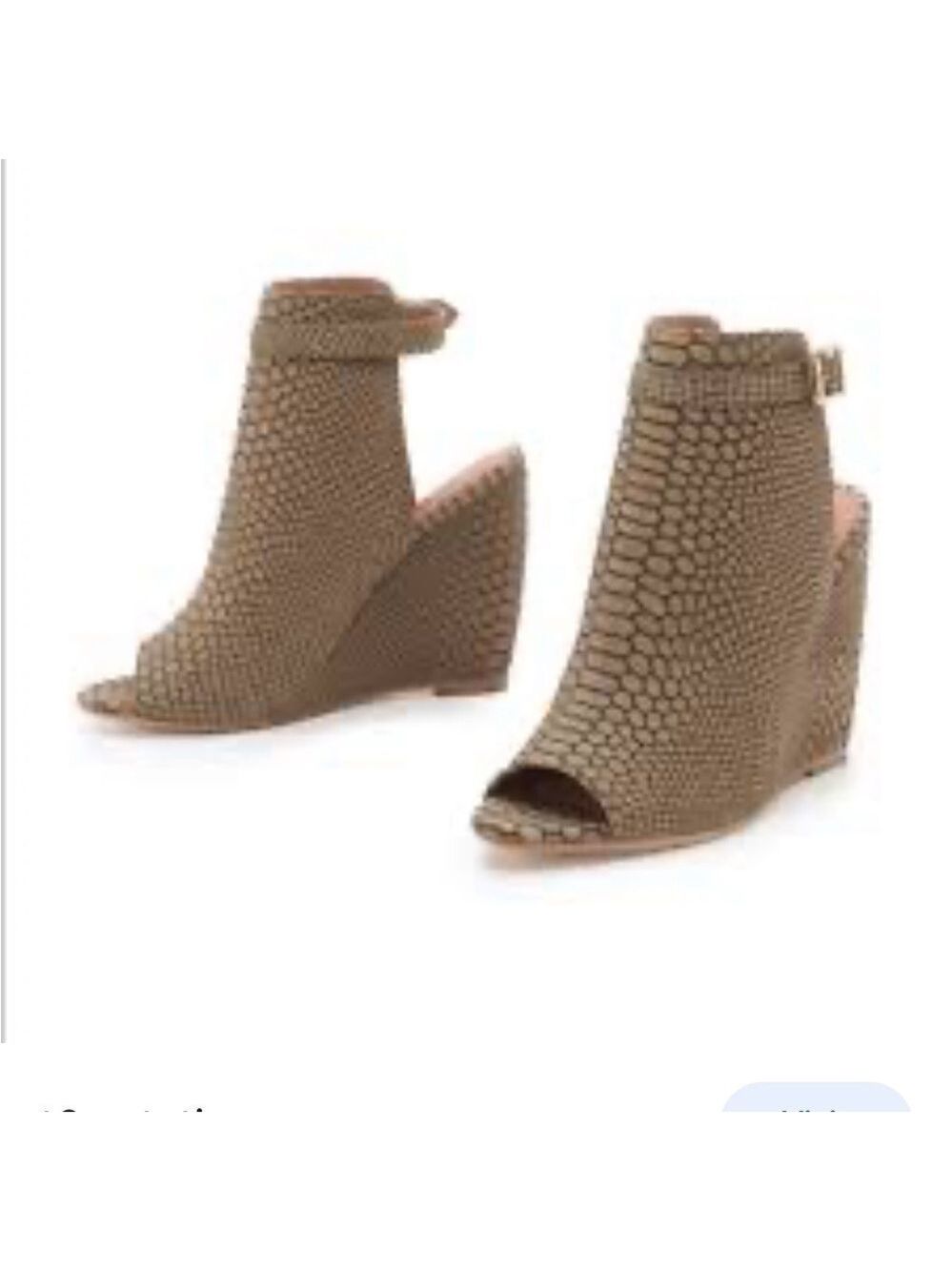 Joie Windsor Snakeskin Leather Open Toe Wedge Bootie